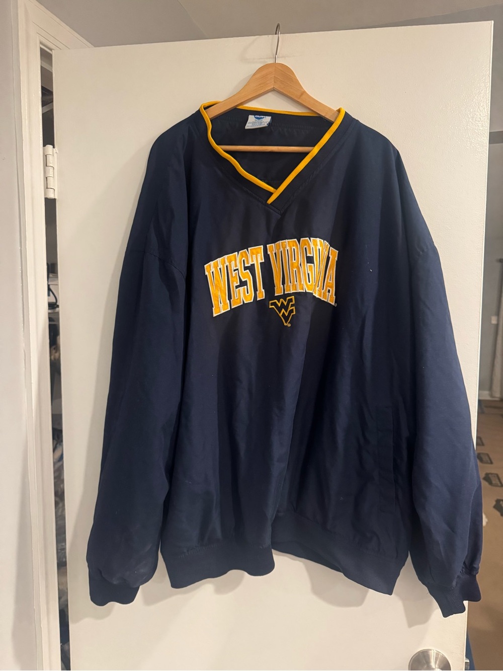 NCAA West Virginia Mountaineers Navy Pullover Windbreaker with Gold Trim 3XL